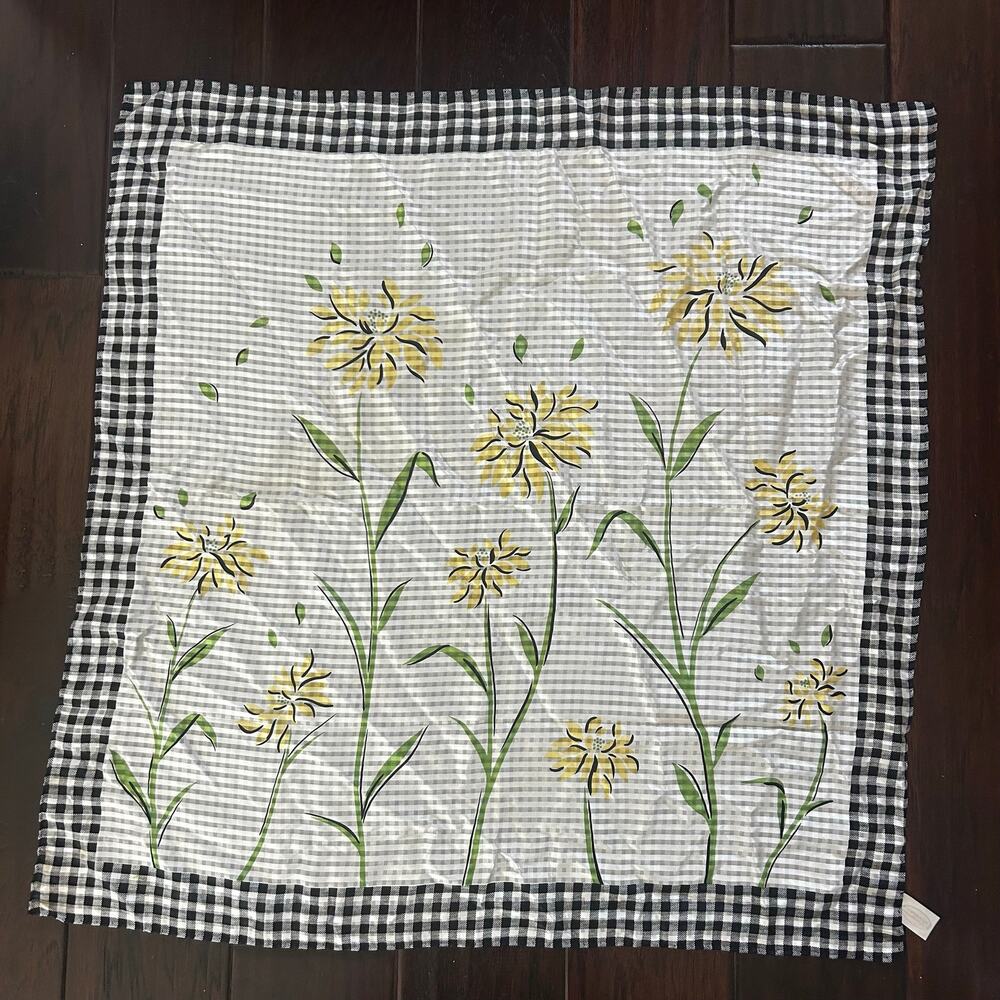 Talbots 100% silk Scarf Butter yellow Floral Square Summer Vacation Resort chic